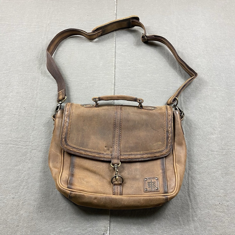 STS Ranchwear Foreman Portfolio Bag Brown Leather Crossbody Messenger Satchel